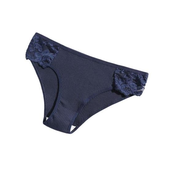 Cotton Underwear for Women Floral Lace Ribbed Low Rise Hipster Panties Soft Breathable Cheeky Bikini Briefs