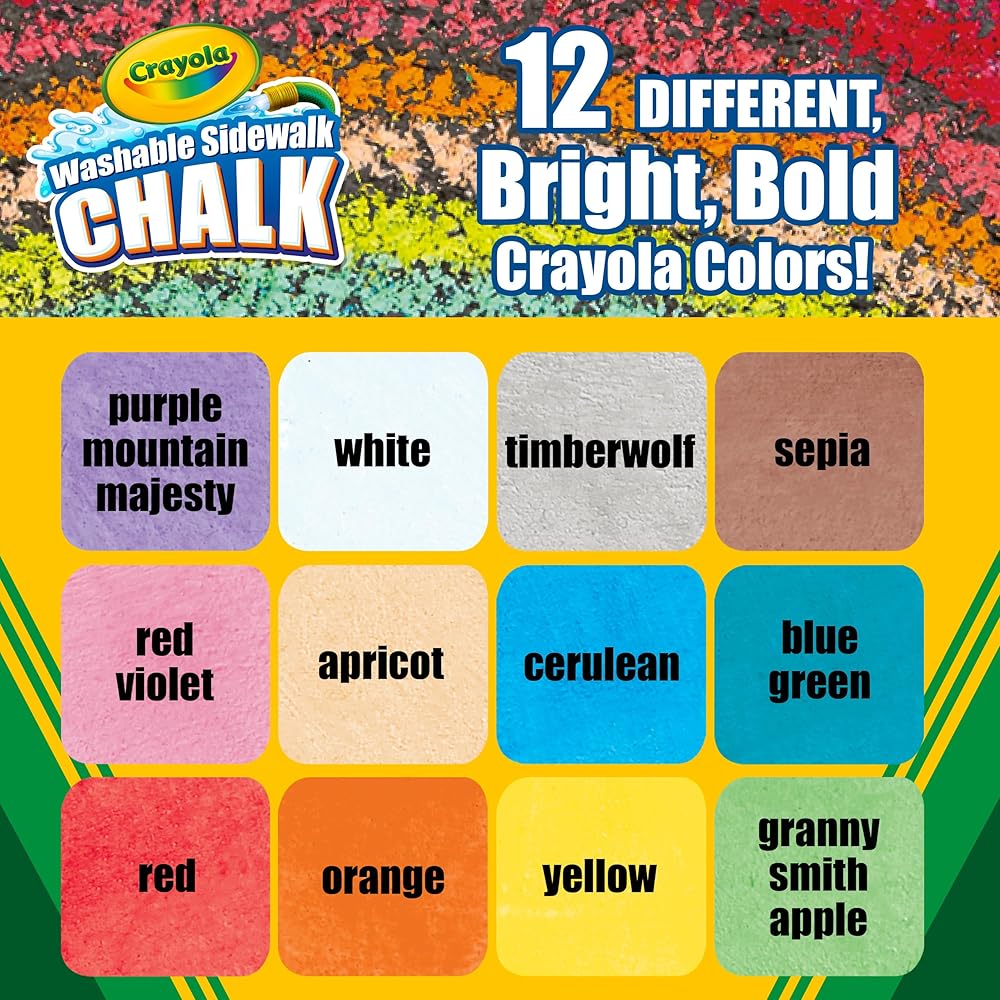 Crayola Jumbo Washable Chalk Outdoor 12 Colors 512012