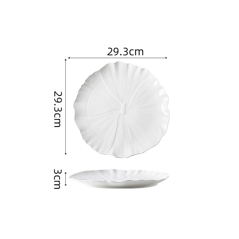 Pure White Flower Shape Ceramic Shallow Plate Steak Salad Plate Dessert Dish Sashimi Plate Molecular Cuisine Creative Tableware