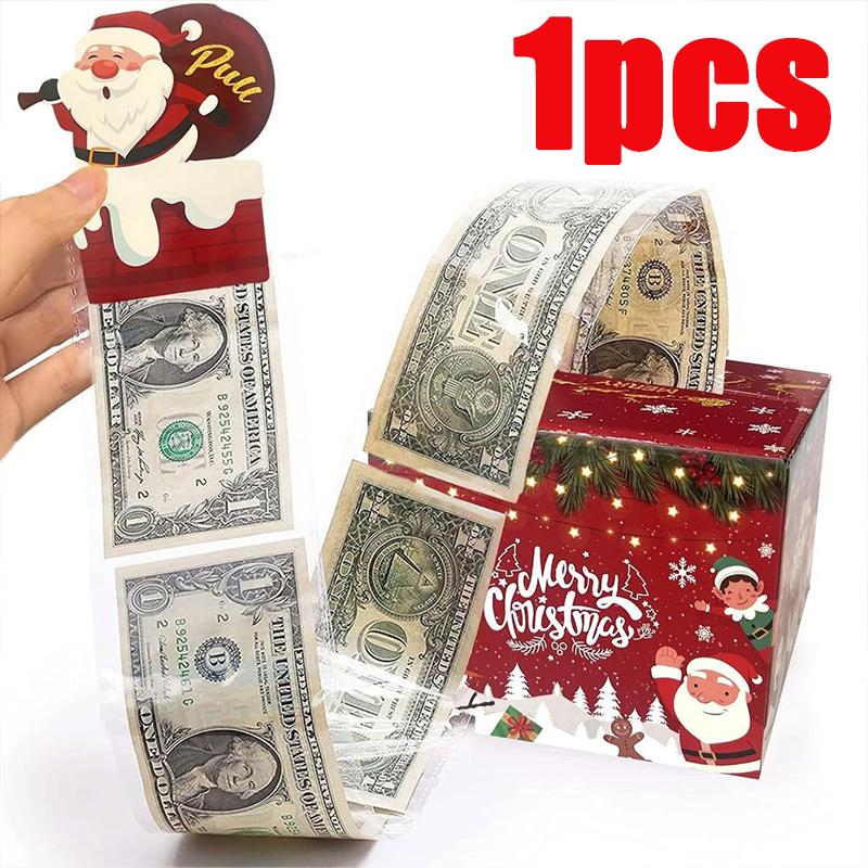 

1/2 шт. Рождественская подарочная коробка с вытягивающимися деньгами, красная рождественская коробка-сюрприз для денег, сувениры для детей и взрослых, подарки, забавный сюрприз, держатель для наличных