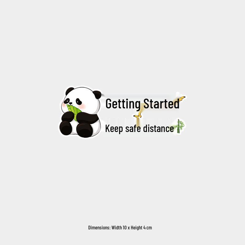 Panda Cartoon Reflective Warning Sticker: 'New Driver, Keep Distance' – Waterproof Rear Windshield Decal