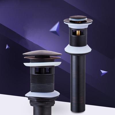 Drains Bathroom Parts Brass Black Lavatory Vessel Vanity Sink Pop Up Drain Stopper With Overflow Faucet Accessories HJ-0618H