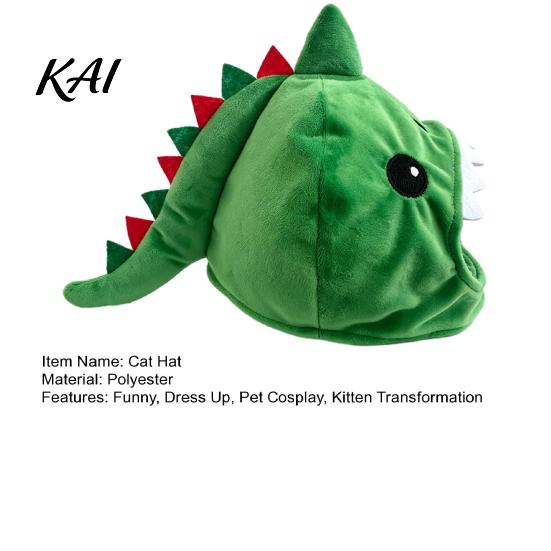 Lightweight Headwear for Small Pets Cute Dinosaur Pet Hat Cats, Soft Plush Funny Cat Trendy Costume Social Media Photos with Shark Design, Novelty