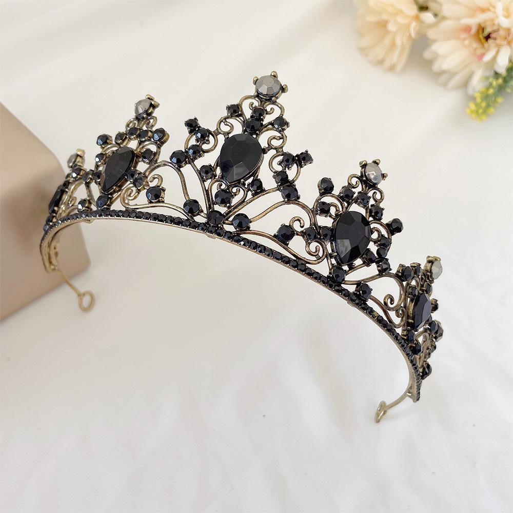 Black Bridal Female Crown Jewelry Rhinestone Color Crown Headband Hair Accessories Bridal Wedding Tiara Hair Accessories