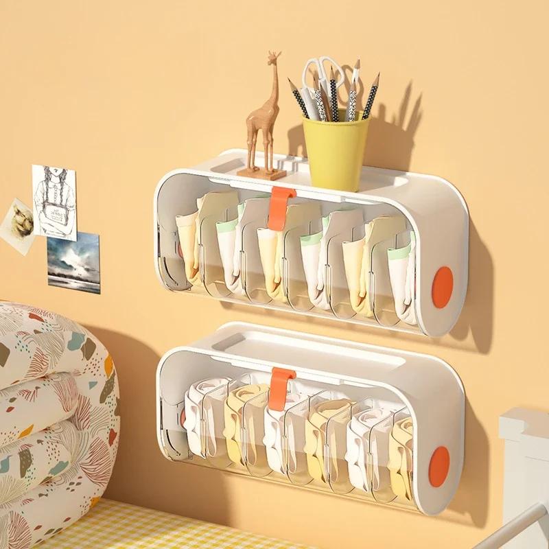 Household Convenience Wall Mounted Classified Storage Box No Punching Detachable Use Underwear Sock Storages Compartment
