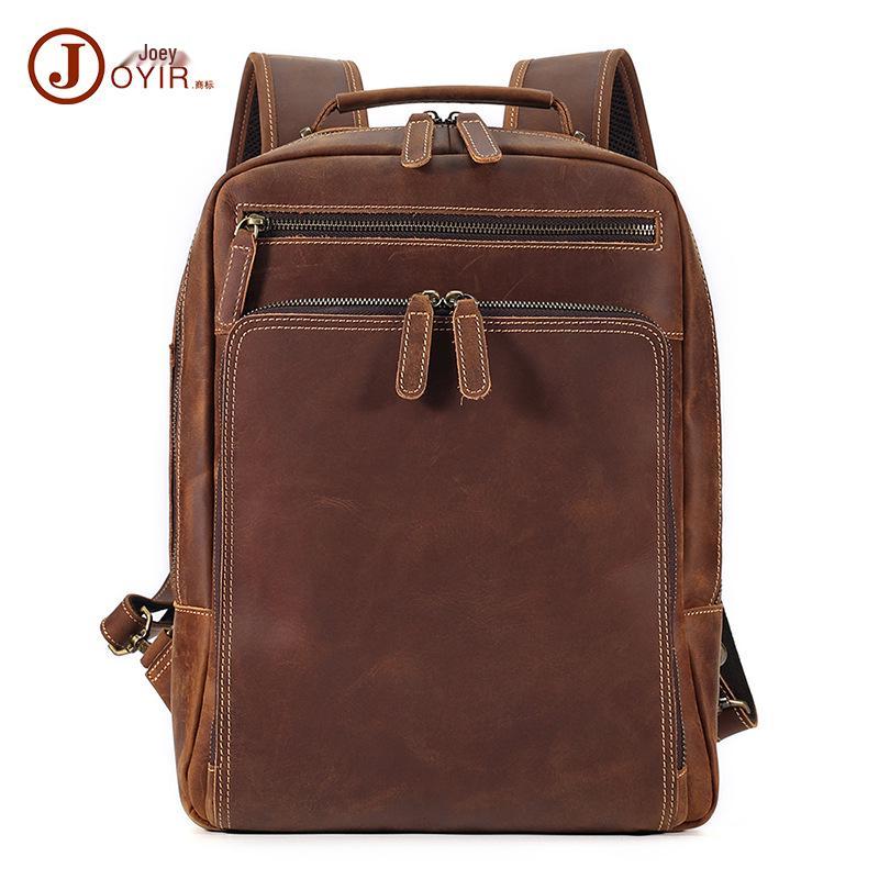 

DUJIANG Мужской рюкзак из натуральной кожи - Деловой кэжуал стиль Crazy Horse