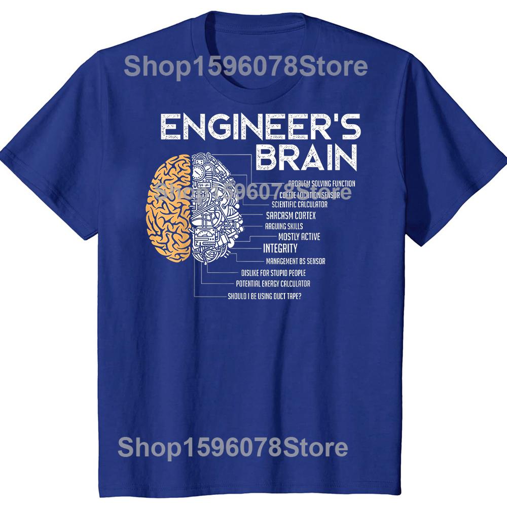 Funny Engineers Brain Graphic 100 Cotton Tshirts Men Fashion Print Tshirt Loose Oversized Streetwear Hip Hop Unisex T Shirt