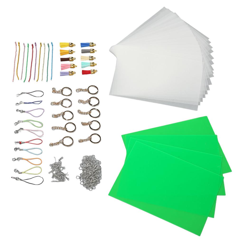 Heat Shrink Film Sheets Kit  Handcrafted Shrink Dink Plastic Sheets Keychain Earring Accessories 