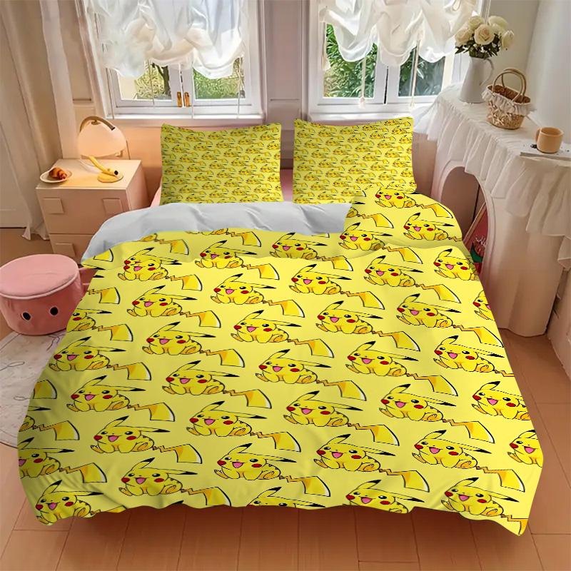 Pikachu Wallpaper Print 3Pcs Bedding Setduvet Cover With 2 Bedropillowcase Home Birthday Gift