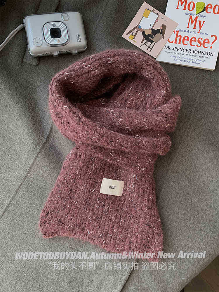 

Белый С Шерстью Вязаный Шерстяной Винтажный Шарф Девочки Зима Высокий Класс Теплый На Шею