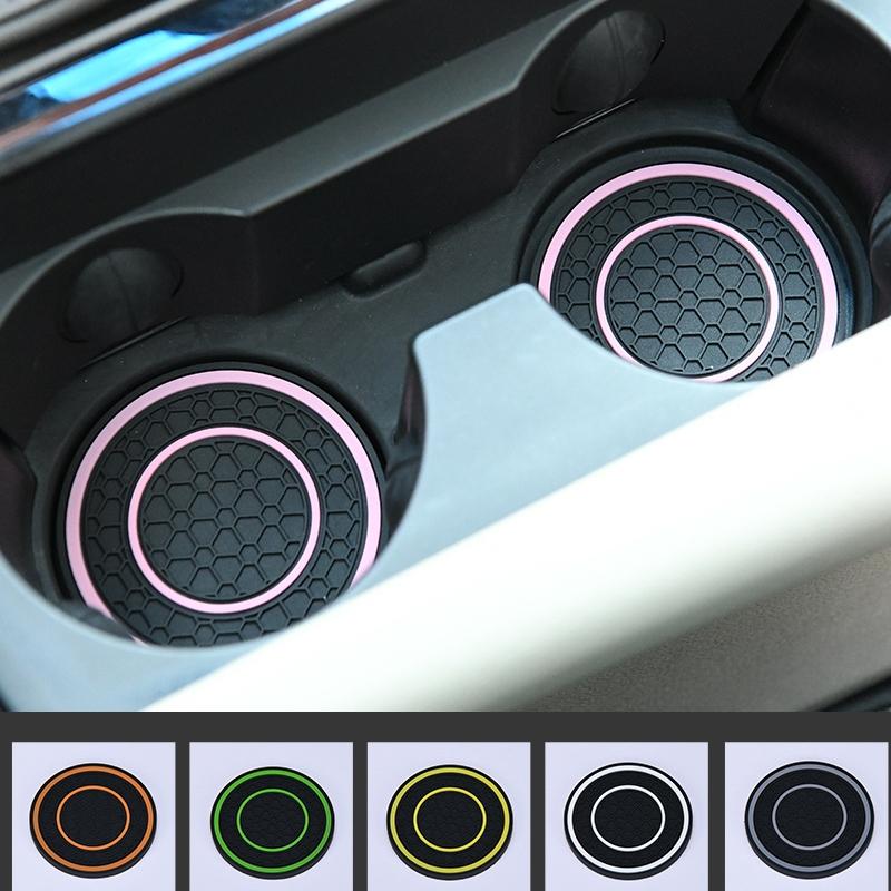 2pcs Car Water Cup Pad Holders Non-slip Bicolor Rubber Mat for Bottle Holder Coaster Auto Interior Anti-skid Cup Holders