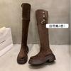 Womens Over-the-Knee Thick Heel Boots Versatile Foldable