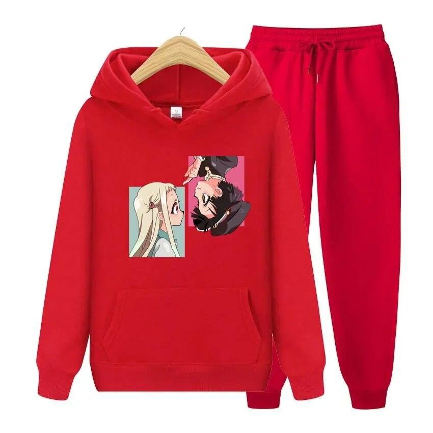Anime Jibaku Shounen Hanako kun Bluzy+Spodnie Zestaw Dwuczęściowy Anime Damskie Bluzy Dresy Spodnie Jogger Ubrania