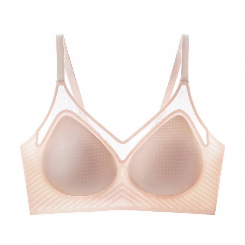 Women's Summer Ultra-Thin Cooling Seamless Bra: Small Bust Lift, Breathable, Anti-Sag, Beautiful Back Design