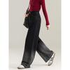 Mengshuya Women's Gradient High-Waist Loose Straight-Leg Winter Jeans