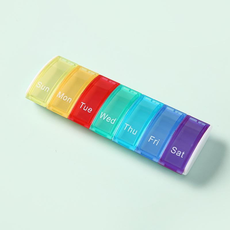 Portable 7-Grid Weekly Pill Organizer for Health Supplements and Tablets
