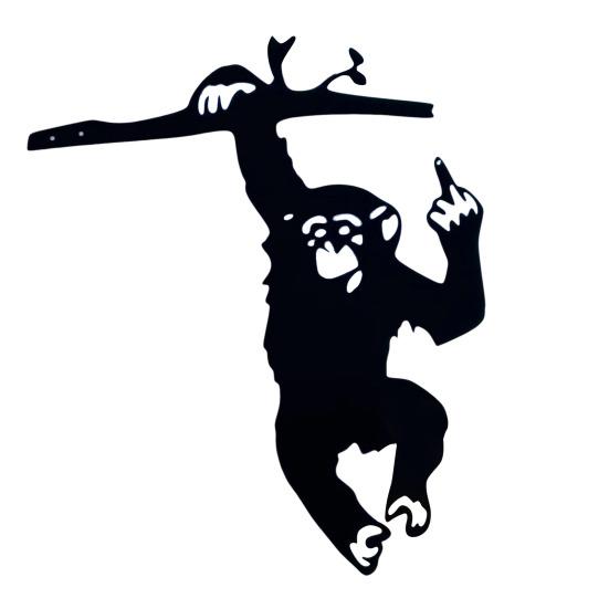 Middle Finger Monkey Silhouette Sign Weather-proof Heavy Duty Outdoor Garden Patio Yard Tree Hanging Hollow Metal Monkey Decoration Ornament