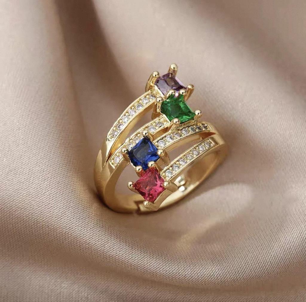 Blue Gem Flower Ring: Women's Handmade Zircon Flower Design, Light Luxury High-End Open Ring Jewelry