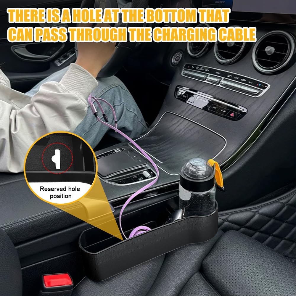 2 Packs Car Seat Gap Filler Organizer, Multifunctional Car Seat Organizer with Adjustable Cup Holder, Universal Automotive Accessories Car Seat