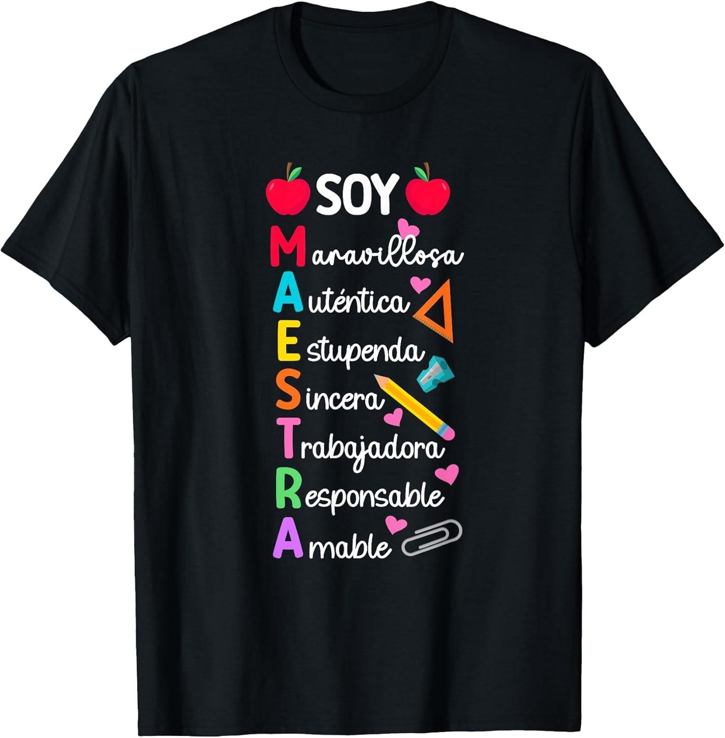 NEW LIMITED! Soy Maestra De Español Spanish Teacher Bilingual Tee - MADE IN USA XL