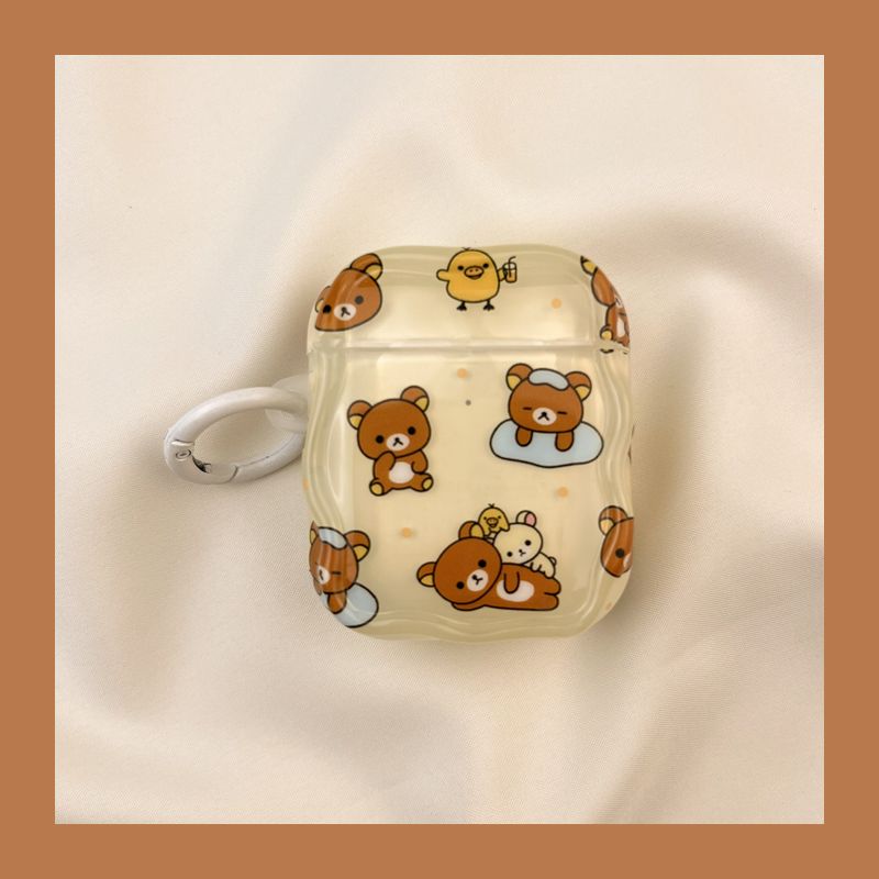 

Case Airpod3 for Apple Pro Earphone Case IPod Second Generation Wireless Bluetooth 1 Third Generation Aipods2 Fourth Generation 4 Fifth Generation 5 AirPods Pro [Fun cute cartoon easy bear] send Hook