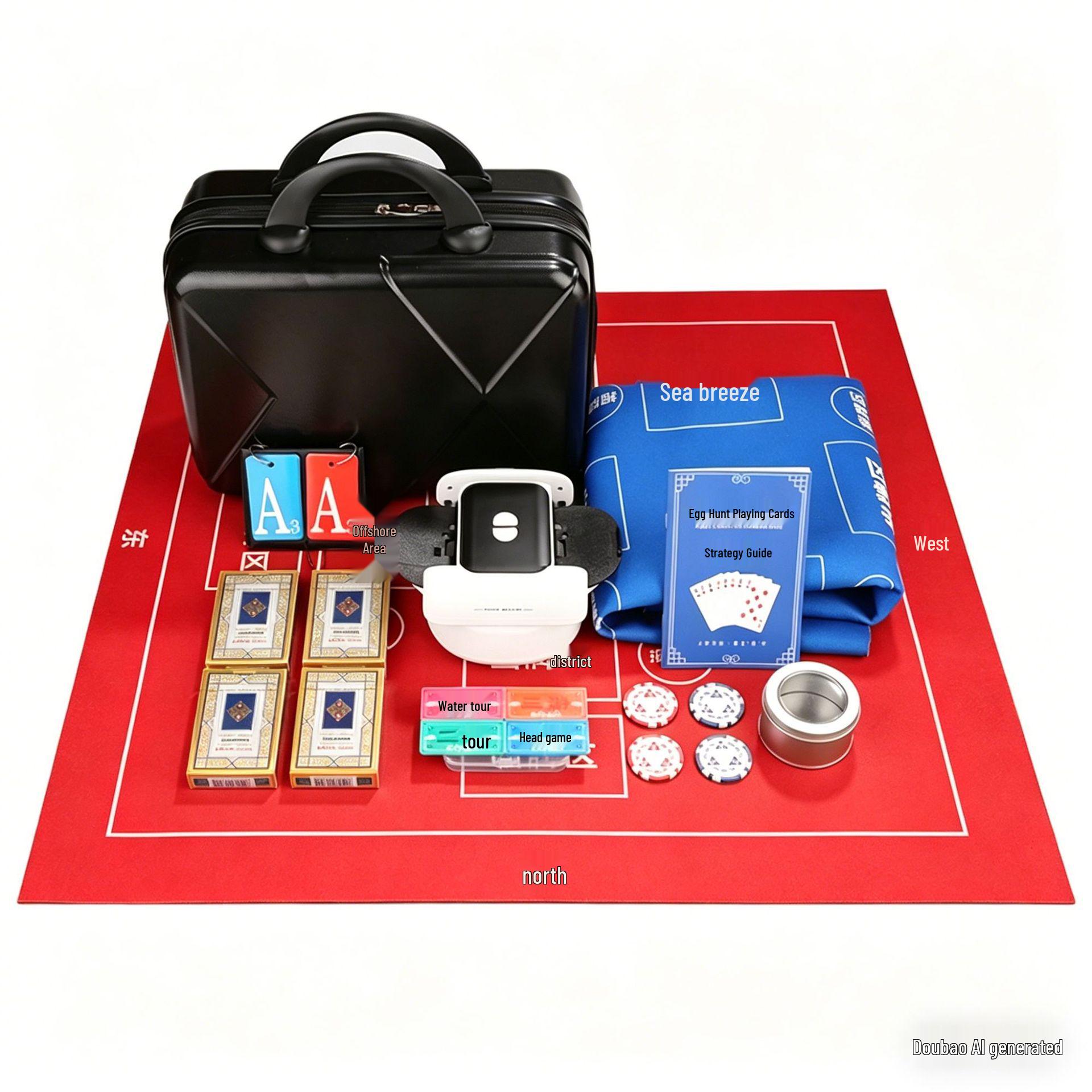 Guandan Card Dealing Machine Gift Set with Scoring Cards, Reporting Cards, Tablecloth, and Leather Bag Souvenir.