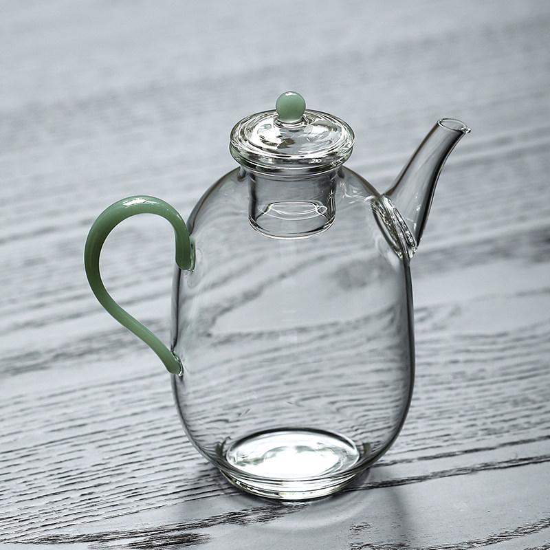 Transparent Glass Cold Water Pot High Boron Silicon Heat-resistant High Temperature Heatable Green Tea Teapot Coffee Pot Teaware