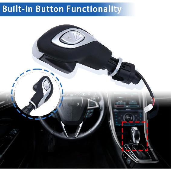 Automatic Gear Shift Knob Handle with Button Compatible with Ford 2013-2016 Escape | 2013-2016 Fusion | 2015-2020 Transit | 2018-2020 Transit