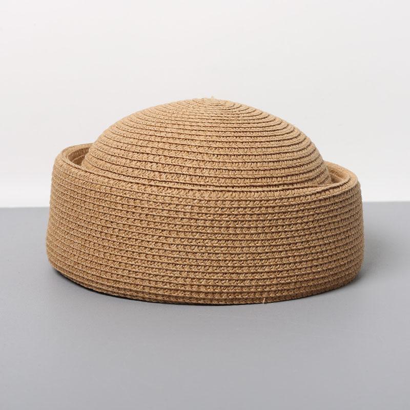 2026 New Summer Woven Paper Straw Berets Japanese Retro Artistic Painter Pillbox Hat Women Circle Concave Top Straw Sun Hats