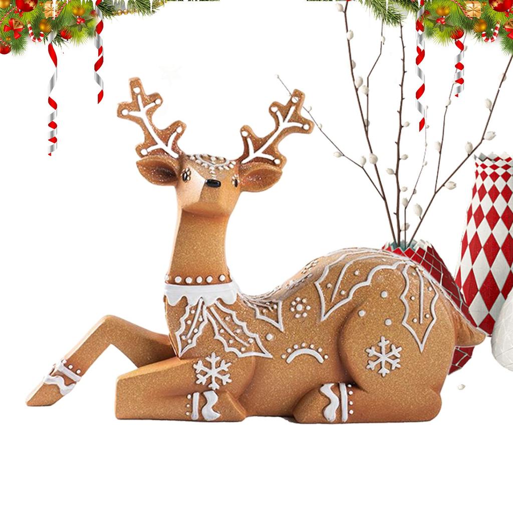 Rentier Weihnachtsdekoration Harz Schneeflocke Elch Skulptur Statue Rentier Weihnachtsdekoration Requisiten für Wohnzimmer Schlafzimmer