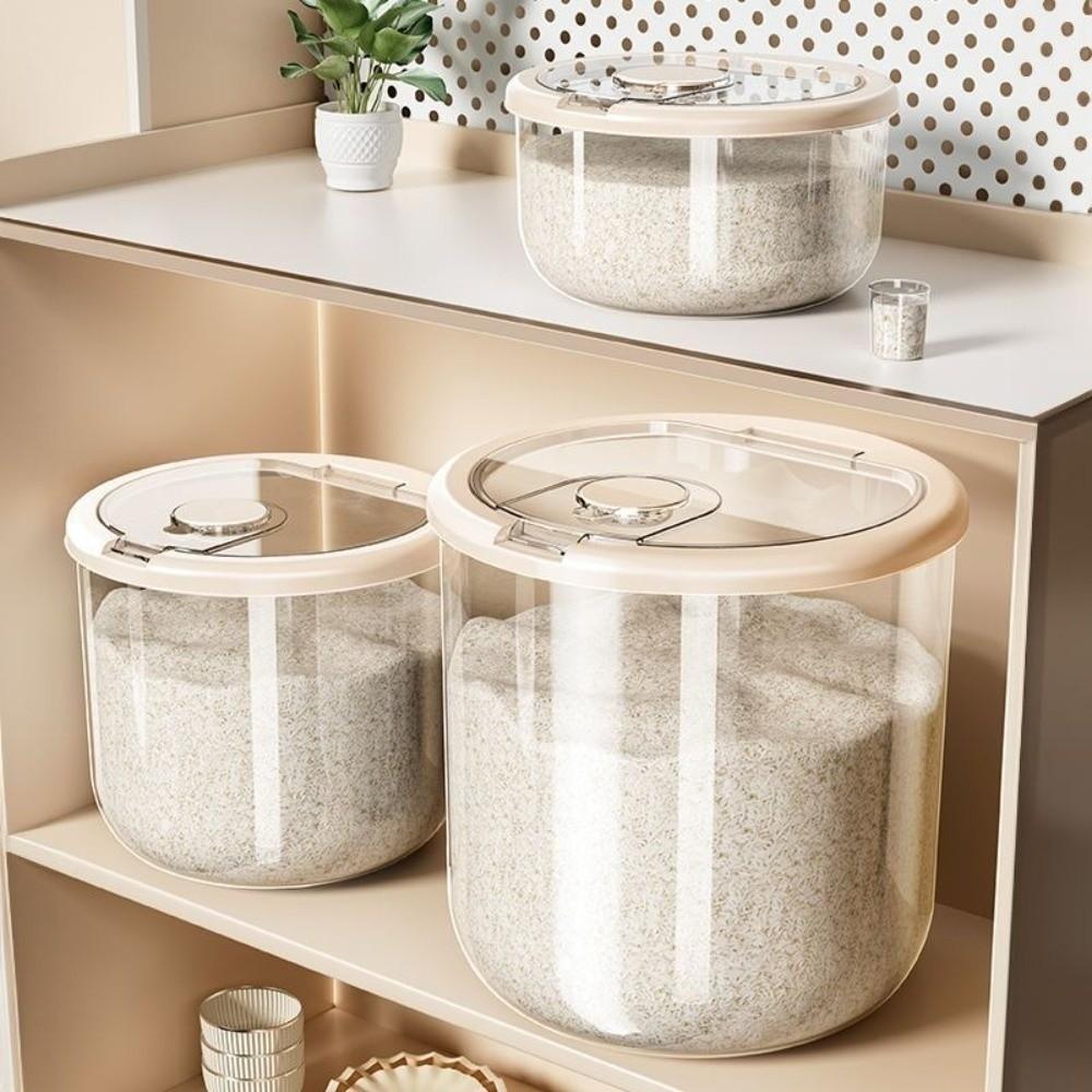 Moisture-proof Kitchen Storage Bin Clear Airtight Storage Bucket New Grain Storage Bin Home Use