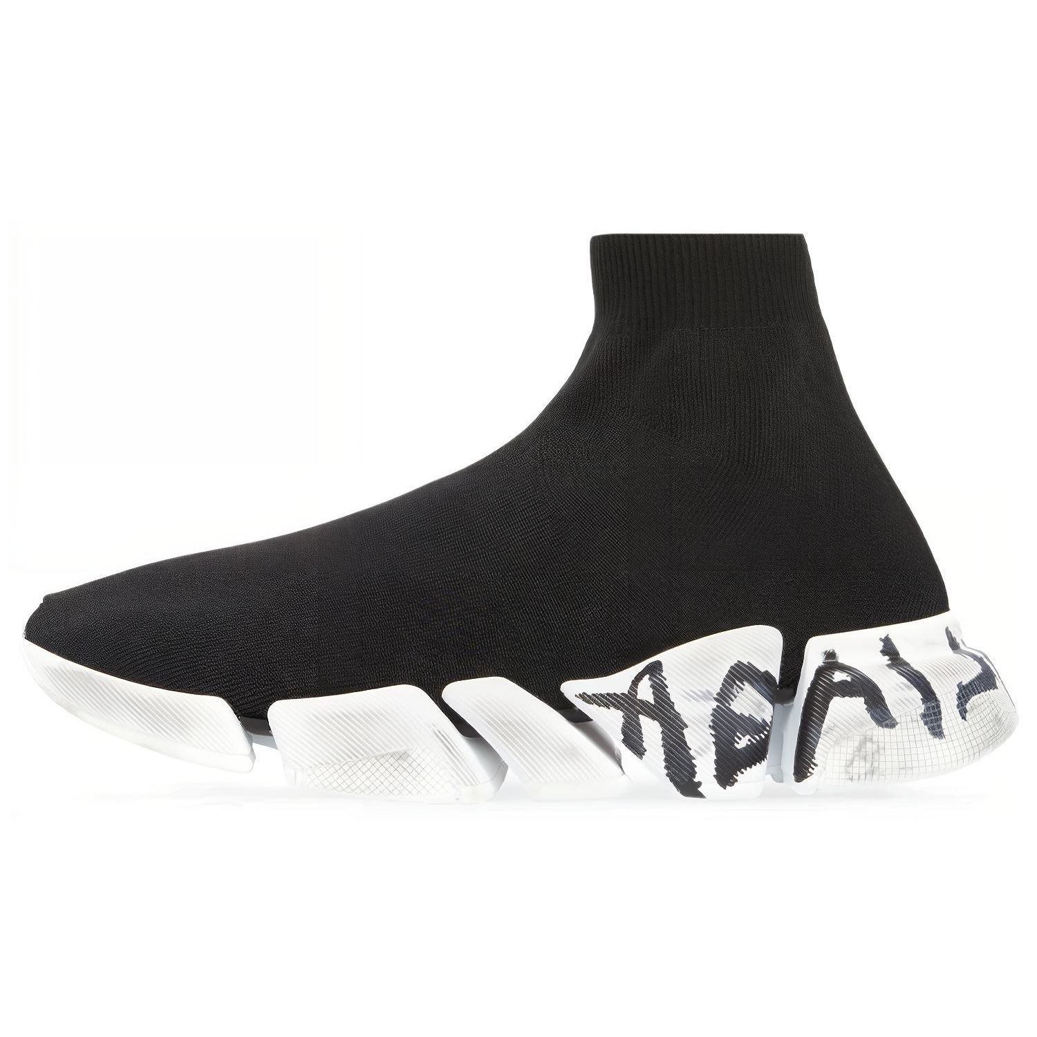 

Balenciaga Кроссовки Speed 2.0 Поношенные Граффити - Черно-белые Женские Кроссовки 617196W2DD41091 37