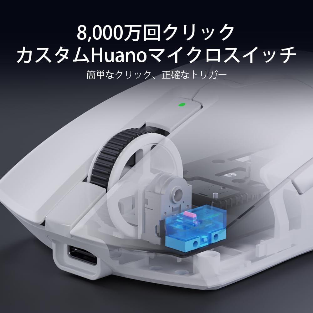 DeLUX M800Ultra Wireless Gaming Lightweight Nordic 52840 1000Hz Polling PAW3395 Sensor Battery Huano Pink Switch Mouse, (55g), MCU, Rate, (26000 DPI),