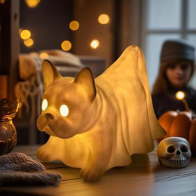 Dachshund Shaped Halloween Night Light Cute Spooky Ghost Night Light for Home Bedroom Party Display Lamp Dog Decor Halloween