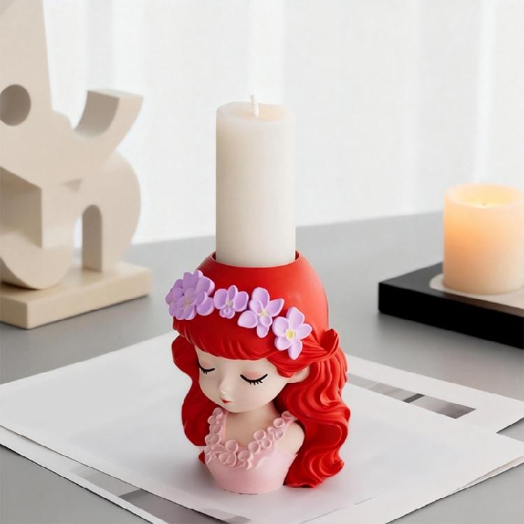 Unique Silicone Candle Mould Of Long Hair Girl Planter For Creation Art And Home Decoration Projects