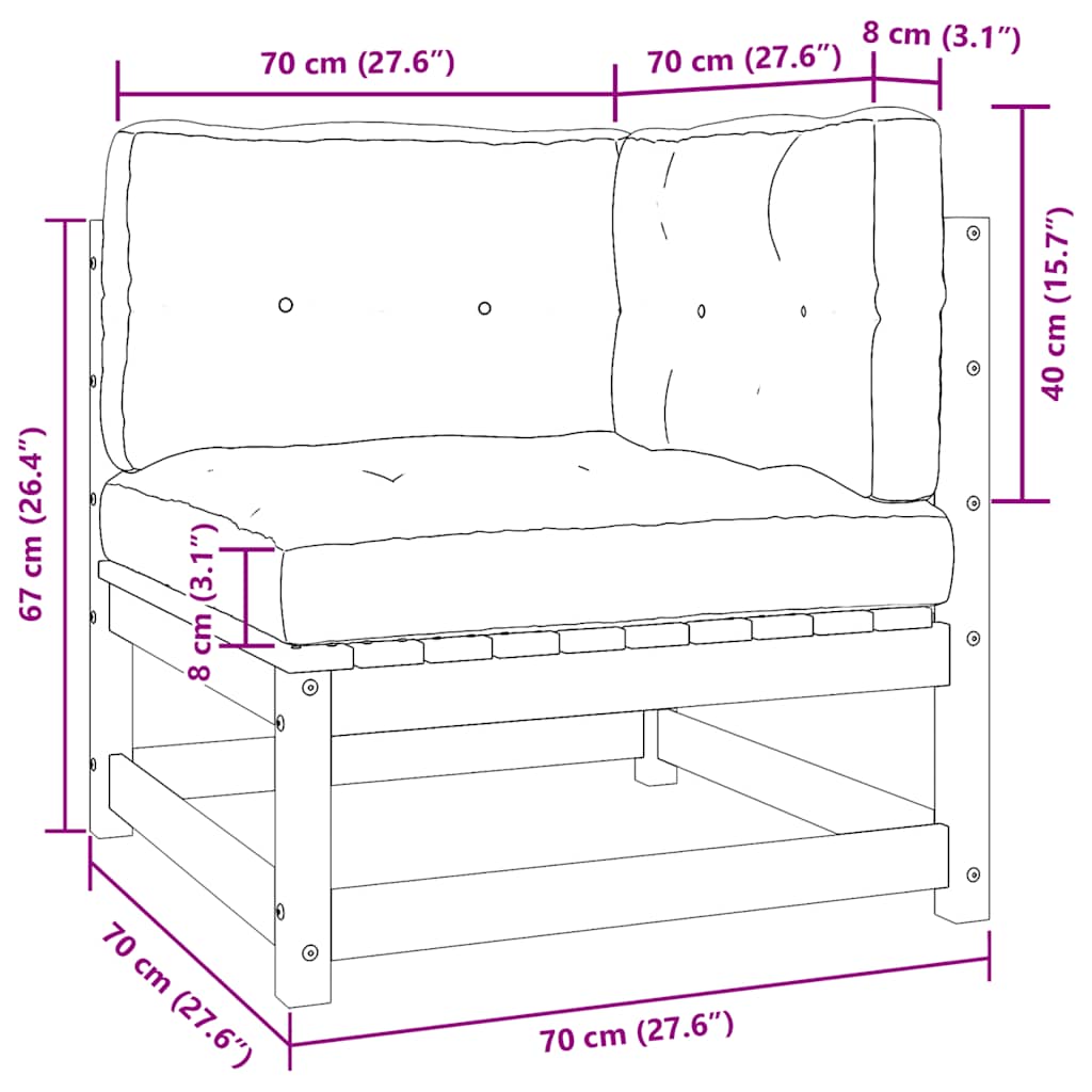 vidaXL 2-tlg. Garten-Lounge-Set mit Kissen Kiefer Massivholz