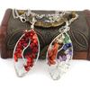 Hand-Wrapped Silver Natural Gravel Tree Of Life Necklace, Curved Crystal Lucky Tree Leaf Necklace N04