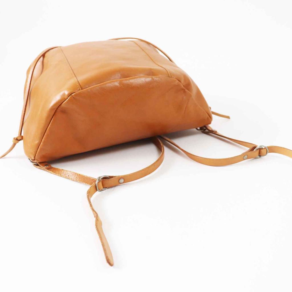 Great JACK GOMME Backpack · Daypack Logo embossed all leather Camel leather Women Used