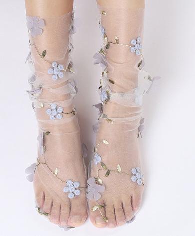 2 Paia Calzini Trasparenti da Donna e Ragazza Traspiranti Ultra Sottili in Rete Tulle Calzini Dolci Cool da Donna Calzini Sexy con Pizzo Floreale