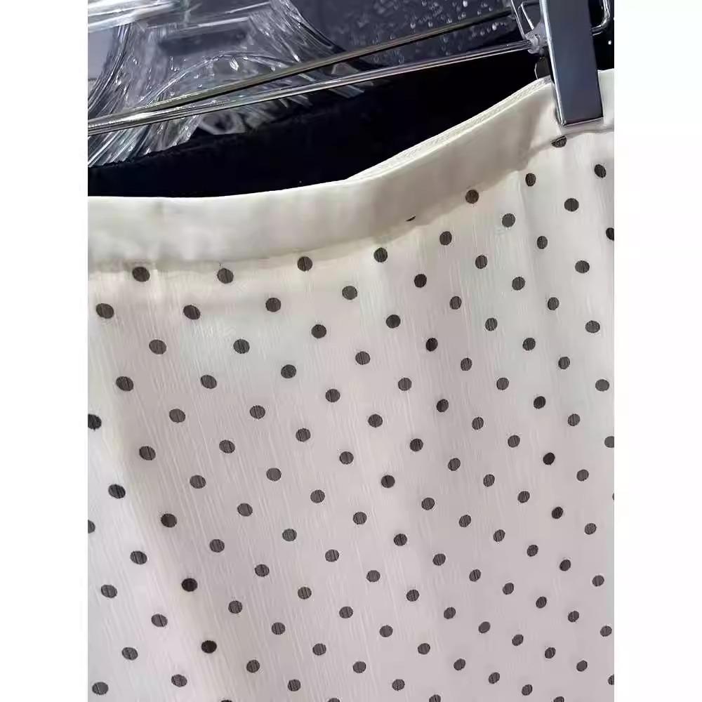 Extra-Large Polka Dot High-Waist Maxi Skirt with Slit