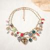 Cross-border Bohemian Trend Retro Vacation Style Double-layered Alloy Pendant Necklace, Versatile and Casual