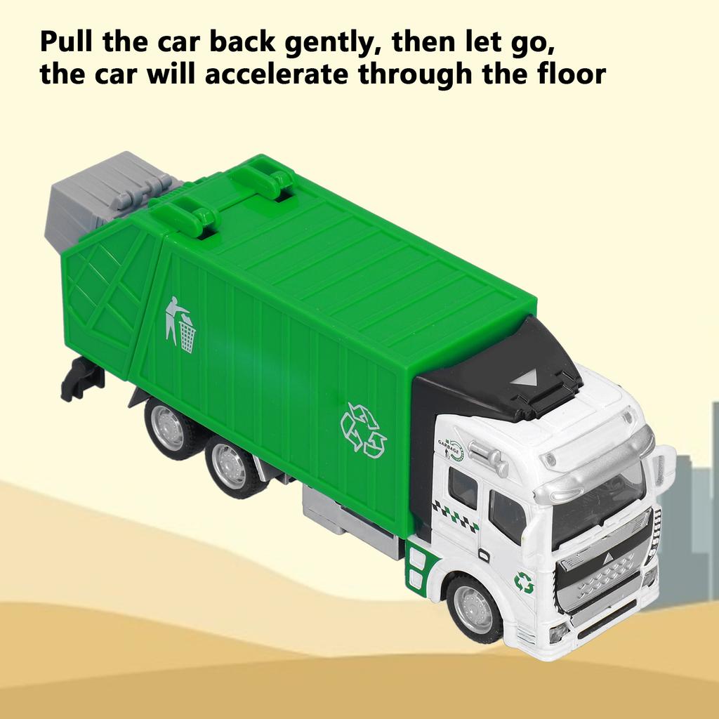 1:48 Pull Back Garbage Truck Toy Alloy Plastic Delivery Trash Truck Vehicles Toys Decoration for Boys