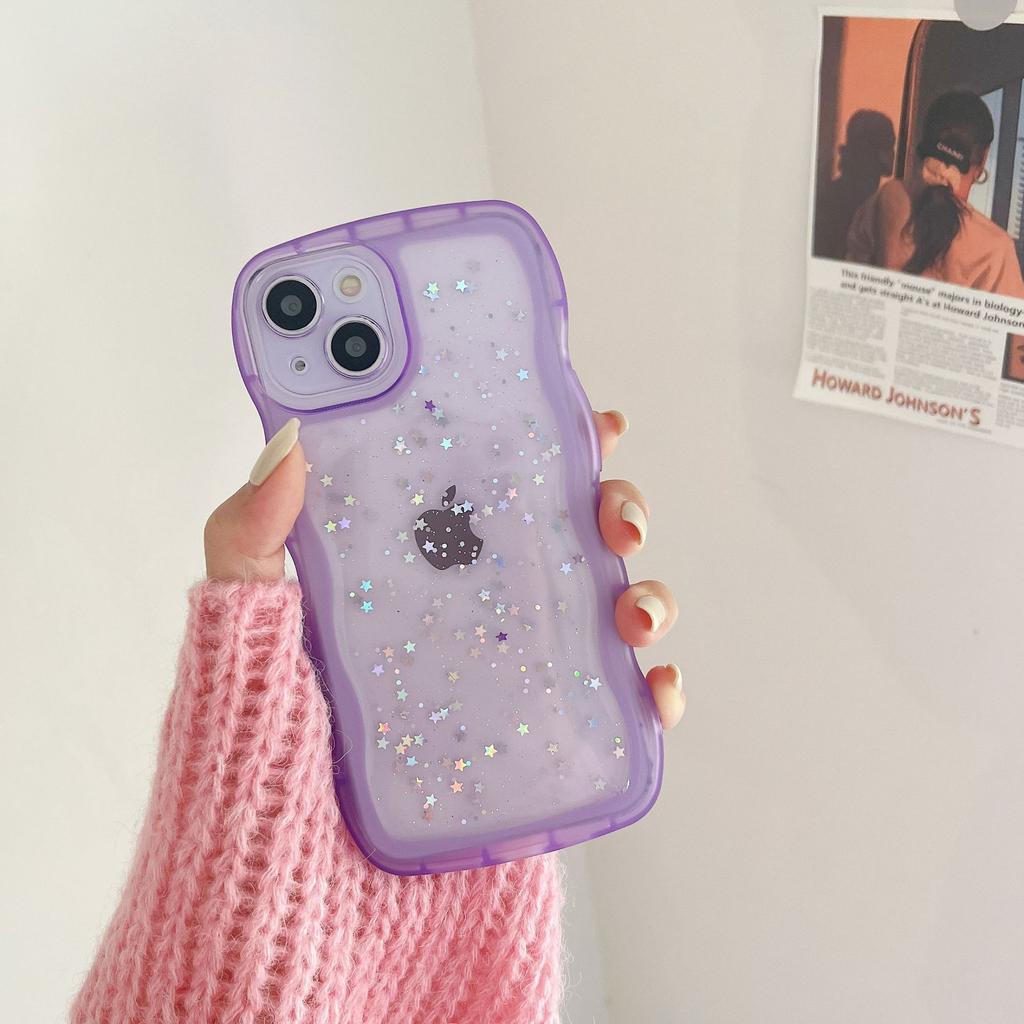 Glue Glitter Powder Wave IPhone 16E Mobile Phone Case Suitable for Apple 15 Promax Anti-fall 14 Protective Case