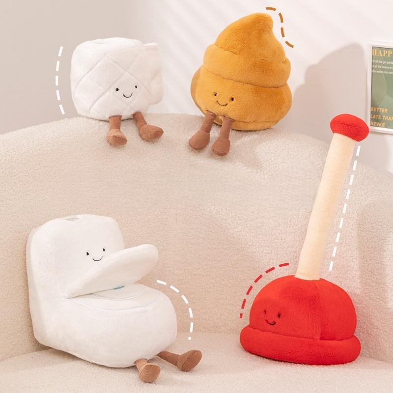 Toilettenwerkzeuge Plüschtiere Verkörperte Toilettenpapierrolle Toiletten-Kacke-Sauger Stoffpuppe Lustige Zimmerdeko Peluche Entzückend Geschenk für Kinder