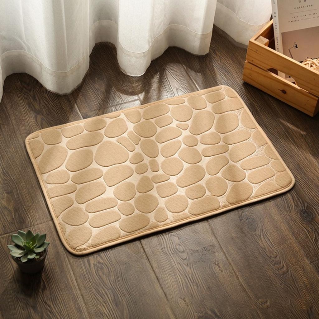 HOMZY Bathroom Bathtub Water Absorption Non-slip Floor Rug Bath Mat Doormat Cobblestone Embossed Washable Carpets
