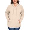 Women's  Casual Large Sized Long Sleeved Hooded Solid Color Sweatshirt