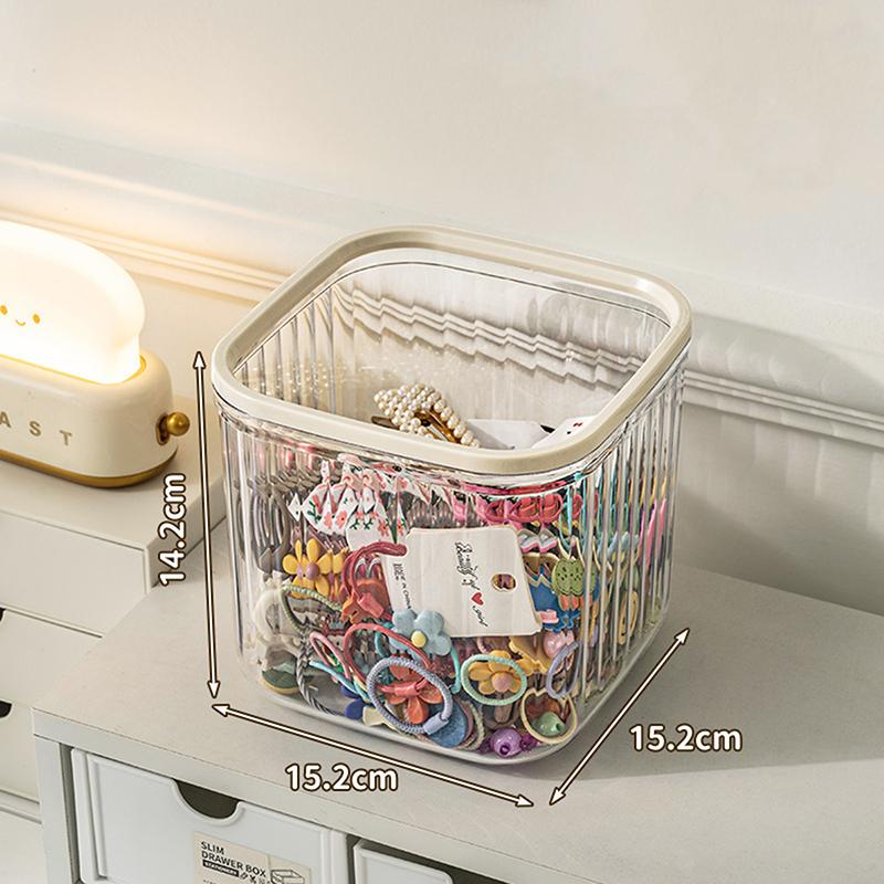 1ks Průhledný úložný box na šperky a vlasové doplňky Mini stolní odpadkový koš pro domácí použití