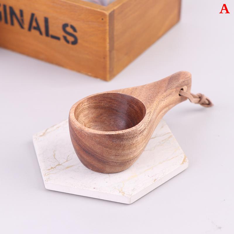 Finland Tea Cup Rubber Wood Small Wooden Mug Single Hole Water Coffee Cups