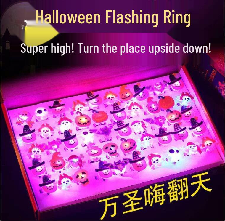 Glowing Christmas Necklace and Halloween Brooch Set with Flashing Watch and Ring