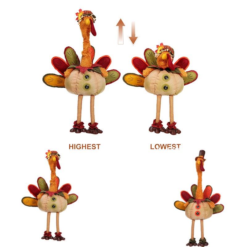 Thanksgiving Retractable Turkey Plush Doll Decor Festival Gift Ornament Room